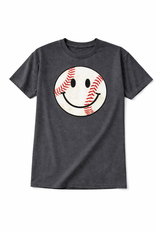 Baseball Happy Face Cute Graphic Tee