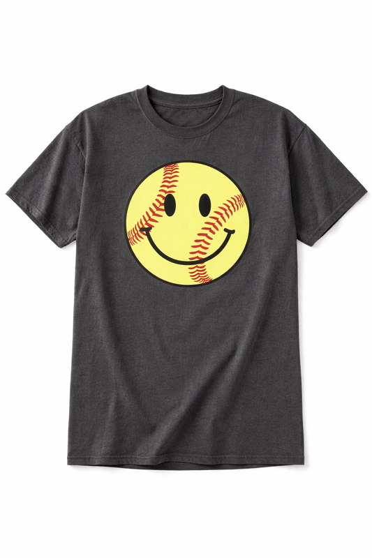 Softball Happy Face Cute Graphic Tee